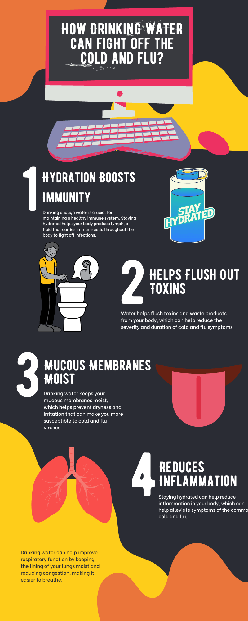 How Drinking water can fight off the cold and flu - infographic