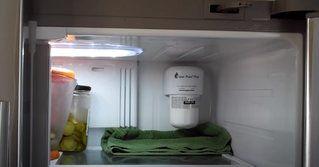 Locate the filter cartridge holder in the refrigerator